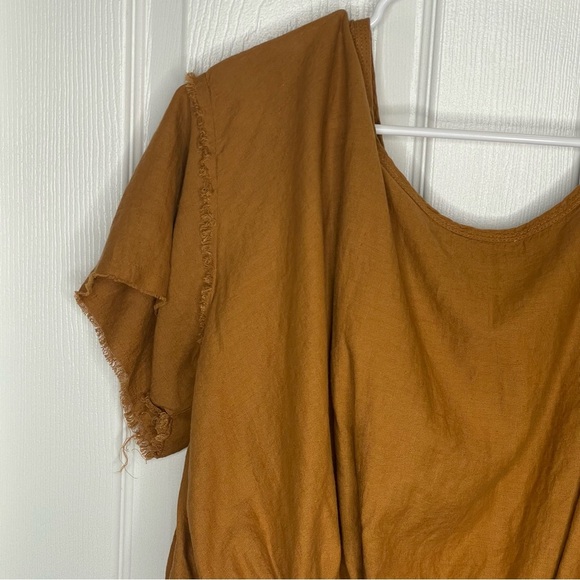 Free People Cloud 9 Bubble Tee Linen Blend in Pecan Brown M - Picture 6 of 11